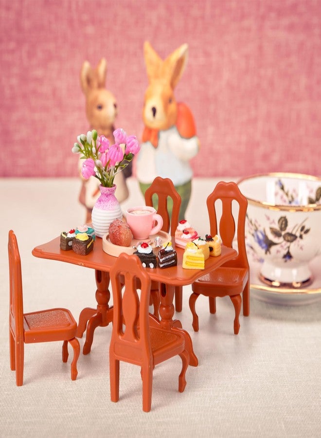 Arrowbash 40 Pieces Miniature Dollhouse Accessories Doll House Furniture Mini Tea Party Set Resin Dollhouse Table Chair Cake Food Sets Play Toys for Dining Room Kitchen Decor Accessories Gifts - Image 3